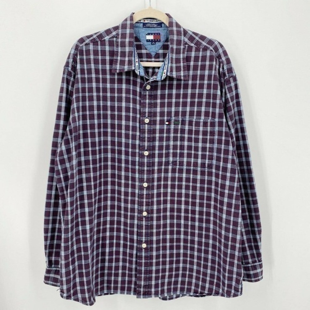 Vintage Tommy Jeans Hilfiger Plaid Button Down Shirt Y2K